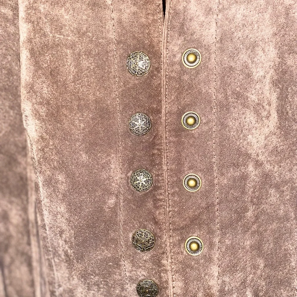 A.M.I. Leather Suede Jacket. Large . Long Sleeve. Fully Lined.Tan  brown Color - Picture 4 of 7